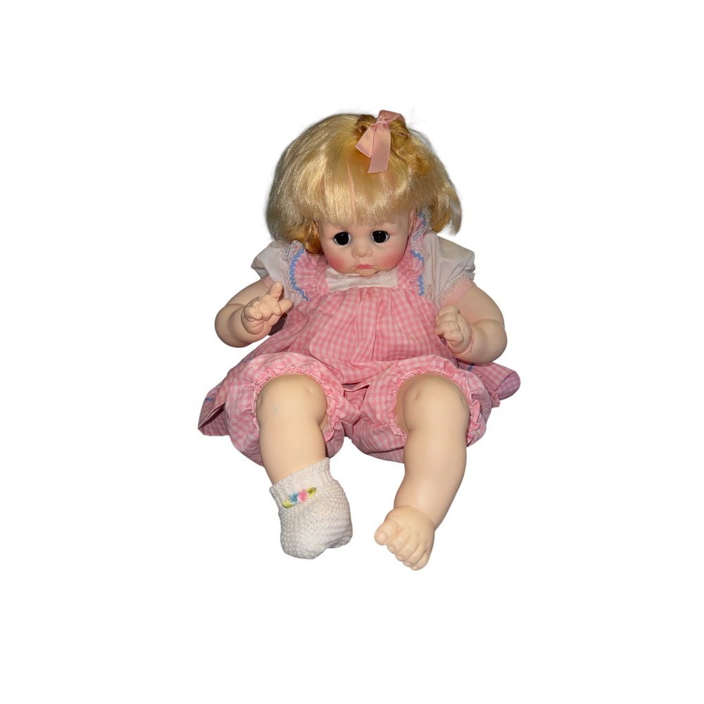 Madame Alexander Doll Vintage Pink Gingham Dress Blonde Hair Tag